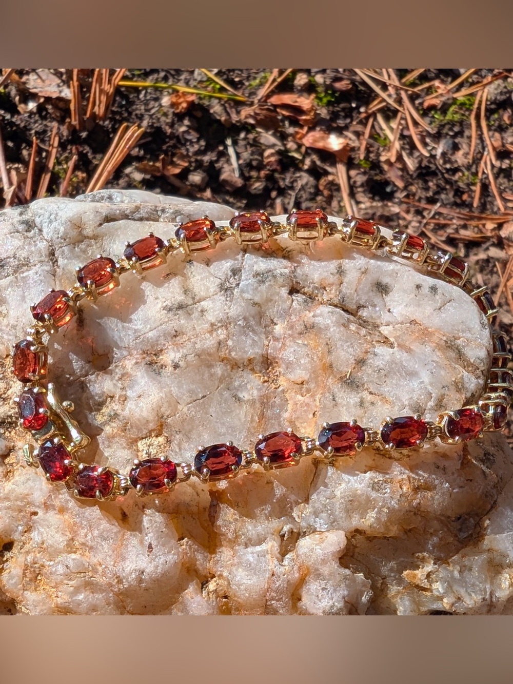 VTG 90s 10K Gold oval cut Garnet Tennis Bracelet excellent craftsmanship 7” 7.8g - Picture 10 of 13
